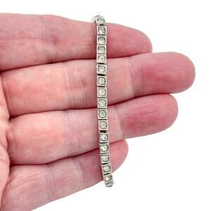 Vintage Otis Sterling Silver 925 Cubic Zirconia Tennis Bracelet 6.75"